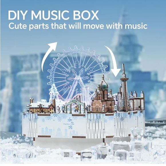 Tone Cheer Snow World wooden music box 3D puzzled - Picture 4 of 6